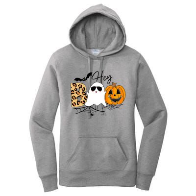 Cute Ghost Halloween Pumpkin Face Hey Boo Trendy Halloween Women's Pullover Hoodie