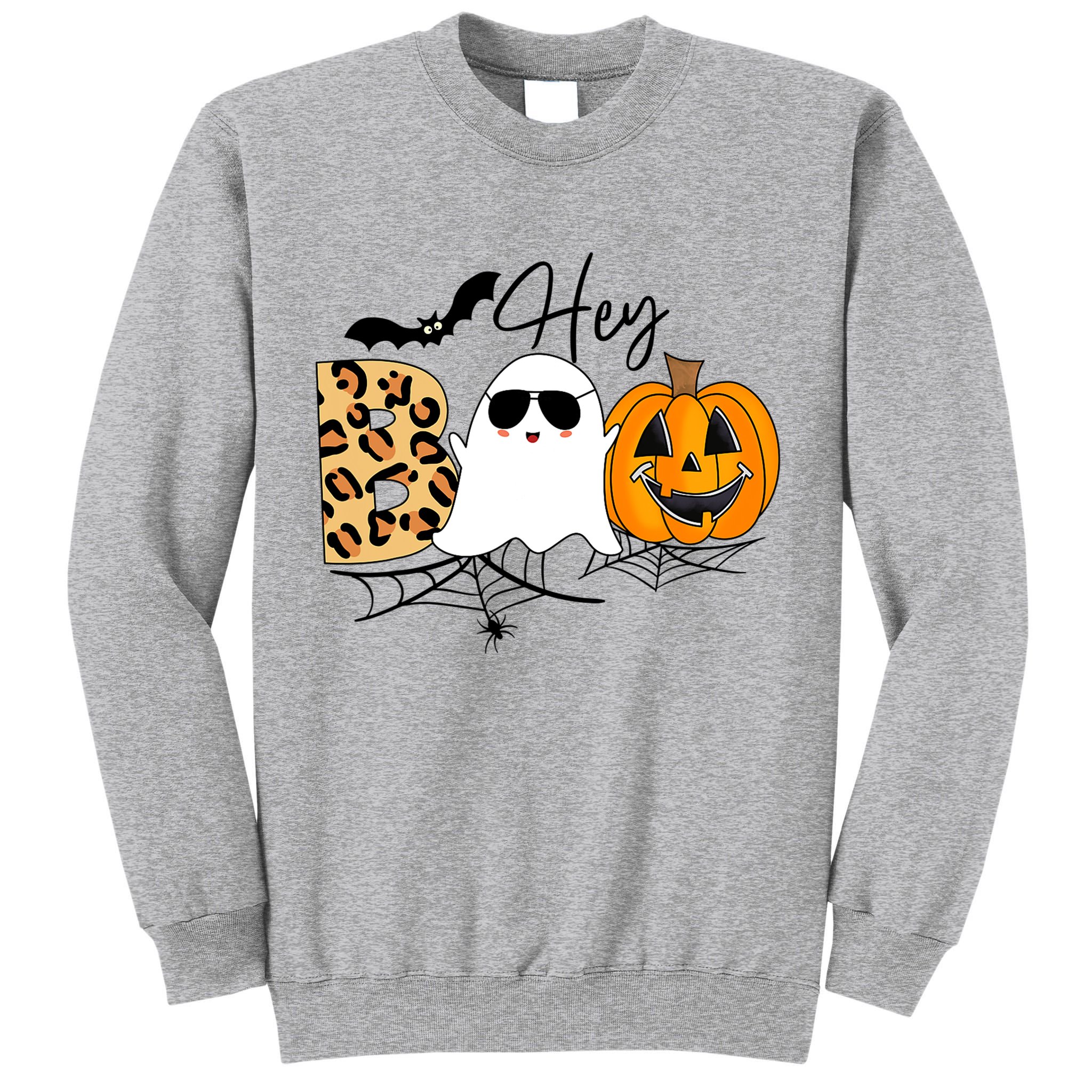 Cute Ghost Halloween Pumpkin Face Hey Boo Trendy Halloween Tall Sweatshirt