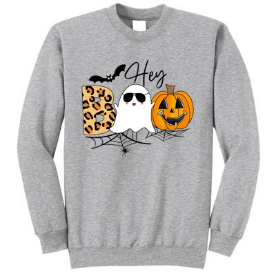 Cute Ghost Halloween Pumpkin Face Hey Boo Trendy Halloween Tall Sweatshirt