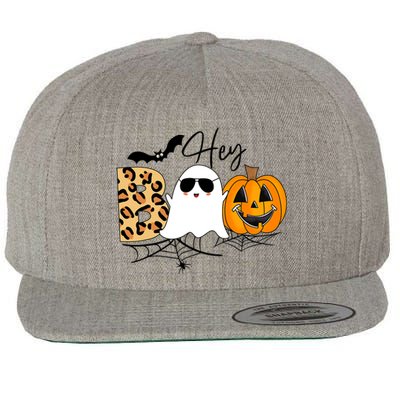 Cute Ghost Halloween Pumpkin Face Hey Boo Trendy Halloween Wool Snapback Cap