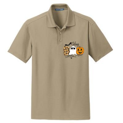 Cute Ghost Halloween Pumpkin Face Hey Boo Trendy Halloween Dry Zone Grid Polo