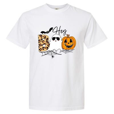 Cute Ghost Halloween Pumpkin Face Hey Boo Trendy Halloween Garment-Dyed Heavyweight T-Shirt