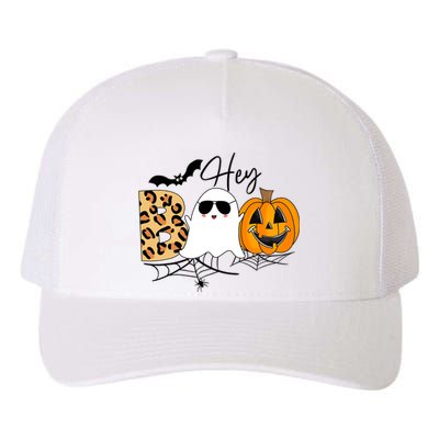 Cute Ghost Halloween Pumpkin Face Hey Boo Trendy Halloween Yupoong Adult 5-Panel Trucker Hat