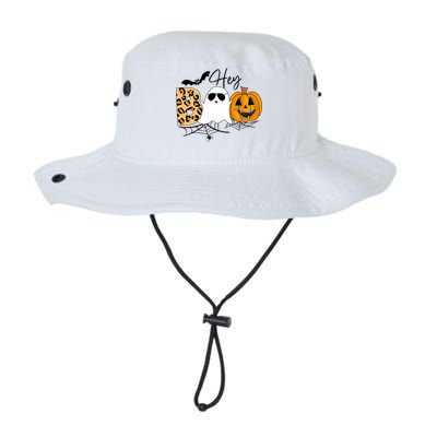 Cute Ghost Halloween Pumpkin Face Hey Boo Trendy Halloween Bucket Hat
