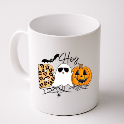 Cute Ghost Halloween Pumpkin Face Hey Boo Trendy Halloween Coffee Mug