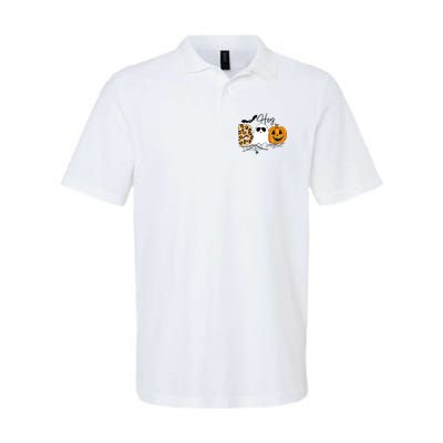 Cute Ghost Halloween Pumpkin Face Hey Boo Trendy Halloween Polo