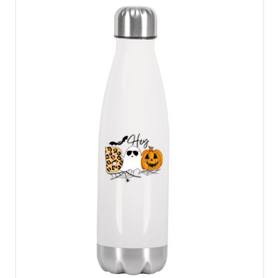 Cute Ghost Halloween Pumpkin Face Hey Boo Trendy Halloween Stainless Steel Insulated Water Bottle