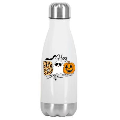 Cute Ghost Halloween Pumpkin Face Hey Boo Trendy Halloween Stainless Steel Insulated Water Bottle