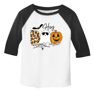 Cute Ghost Halloween Pumpkin Face Hey Boo Trendy Halloween Toddler Fine Jersey T-Shirt