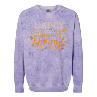 Cute Gift Happy Thanksgiving Autumn Fall Leaves For Holiday Season Colorblast Crewneck Sweatshirt