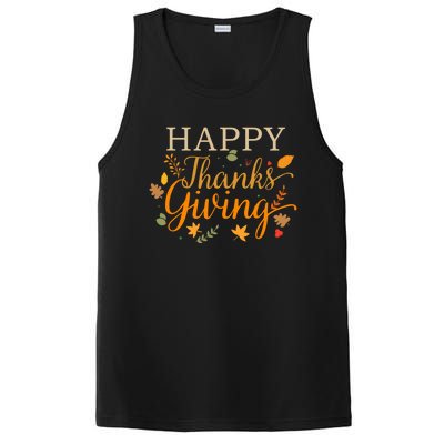 Cute Gift Happy Thanksgiving Autumn Fall Leaves For Holiday Season PosiCharge Competitor Tank