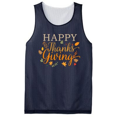 Cute Gift Happy Thanksgiving Autumn Fall Leaves For Holiday Season Mesh Reversible Basketball Jersey Tank