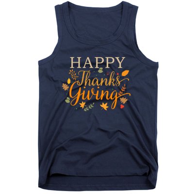 Cute Gift Happy Thanksgiving Autumn Fall Leaves For Holiday Season Tank Top