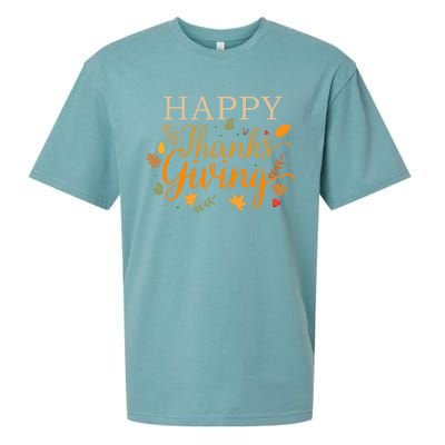 Cute Gift Happy Thanksgiving Autumn Fall Leaves For Holiday Season Sueded Cloud Jersey T-Shirt