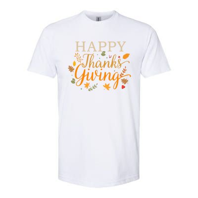 Cute Gift Happy Thanksgiving Autumn Fall Leaves For Holiday Season Softstyle CVC T-Shirt