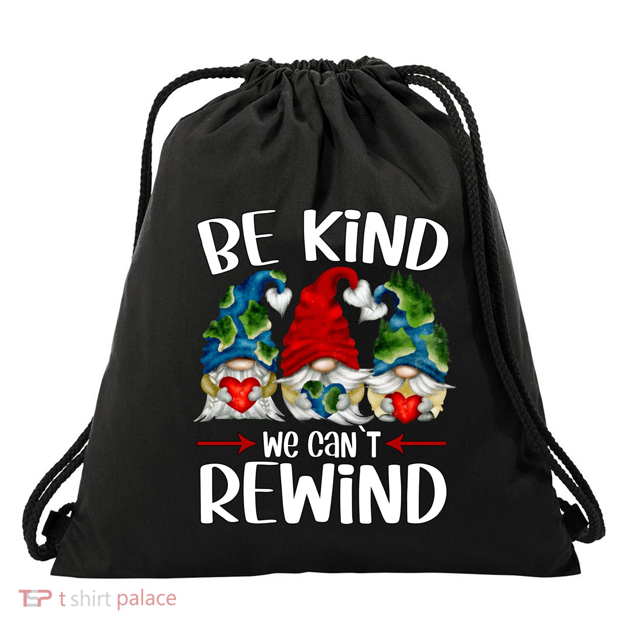 Cute Gnomies Holding Hearts For Earth Day And Teacher Gnome Funny Gift Drawstring Bag