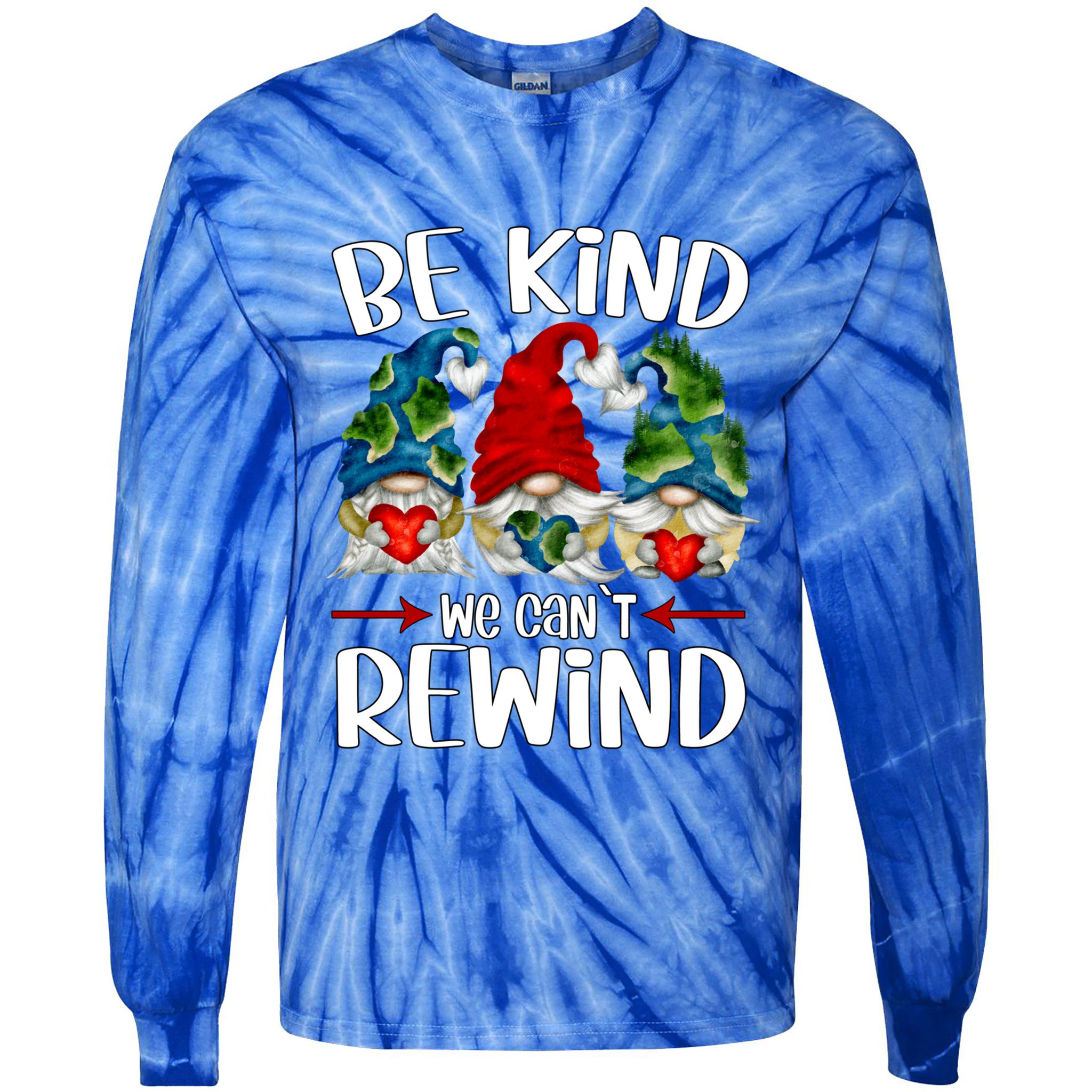 Cute Gnomies Holding Hearts For Earth Day And Teacher Gnome Funny Gift Tie-Dye Long Sleeve Shirt