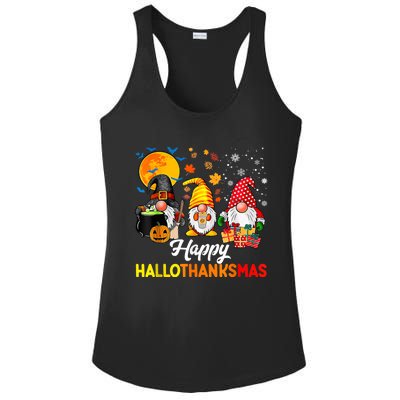 Cute Gnomes Happy Hallothanksmas Funny Halloween Christmas Ladies PosiCharge Competitor Racerback Tank