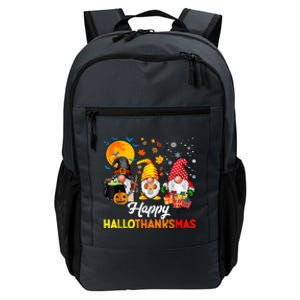 Cute Gnomes Happy Hallothanksmas Funny Halloween Christmas Daily Commute Backpack