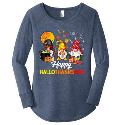 Cute Gnomes Happy Hallothanksmas Funny Halloween Christmas Women's Perfect Tri Tunic Long Sleeve Shirt