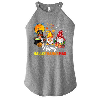 Cute Gnomes Happy Hallothanksmas Funny Halloween Christmas Women's Perfect Tri Rocker Tank