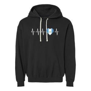 Chapin Guatemalan Heartbeat I Love Guatemala Flag Gift Funny Gift Garment-Dyed Fleece Hoodie