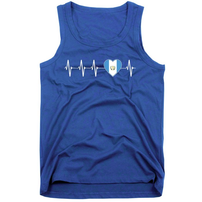 Chapin Guatemalan Heartbeat I Love Guatemala Flag Gift Funny Gift Tank Top