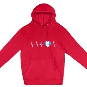 Chapin Guatemalan Heartbeat I Love Guatemala Flag Gift Funny Gift Premium Pullover Hoodie