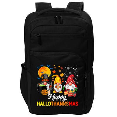 Cute Gnomes Happy Hallothanksmas Funny Halloween Christmas Impact Tech Backpack