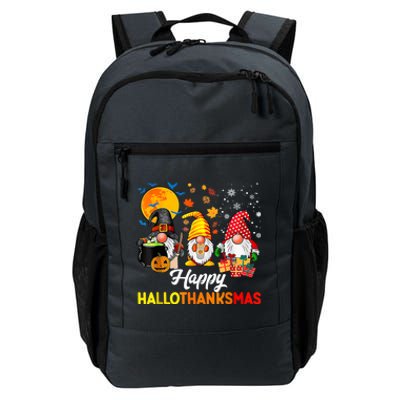 Cute Gnomes Happy Hallothanksmas Funny Halloween Christmas Daily Commute Backpack