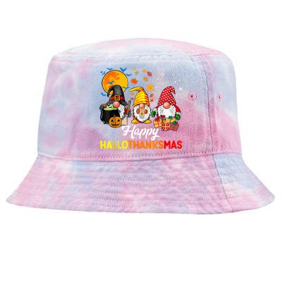 Cute Gnomes Happy Hallothanksmas Funny Halloween Christmas Tie-Dyed Bucket Hat