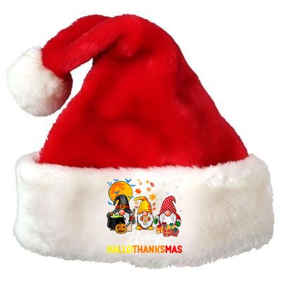 Cute Gnomes Happy Hallothanksmas Funny Halloween Christmas Premium Christmas Santa Hat