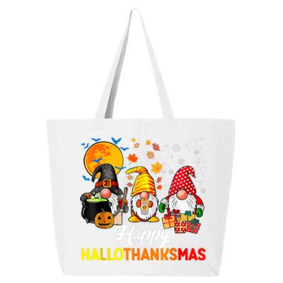 Cute Gnomes Happy Hallothanksmas Funny Halloween Christmas 25L Jumbo Tote