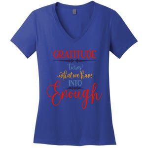 Cool Gratitude Holiday Gobble Thanksgiving Quote Gift Ideas Great Gift Women's V-Neck T-Shirt