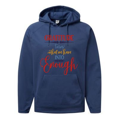 Cool Gratitude Holiday Gobble Thanksgiving Quote Gift Ideas Great Gift Performance Fleece Hoodie