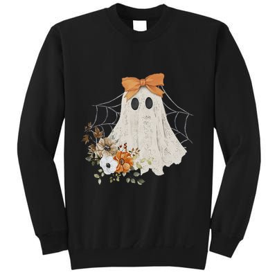 Coquette Ghost Halloween Flower Ghost Spooky Lace Ghost Gift Sweatshirt