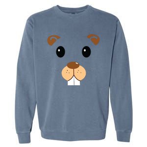 Cute Groundhog Head Face Shirts Groundhog Day Garment-Dyed Sweatshirt