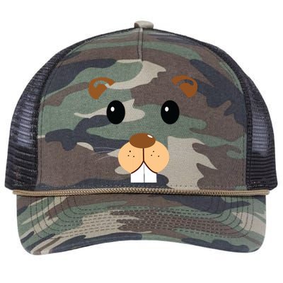 Cute Groundhog Head Face Shirts Groundhog Day Retro Rope Trucker Hat Cap