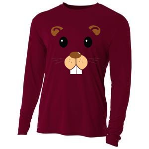 Cute Groundhog Head Face Shirts Groundhog Day Cooling Performance Long Sleeve Crew