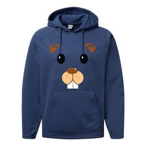 Cute Groundhog Head Face Shirts Groundhog Day Performance Fleece Hoodie