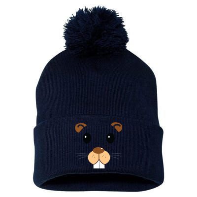 Cute Groundhog Head Face Shirts Groundhog Day Pom Pom 12in Knit Beanie