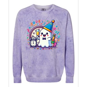 Cute Ghost Happy New Year 2025 New YearS Eve Party Costume Gift Colorblast Crewneck Sweatshirt