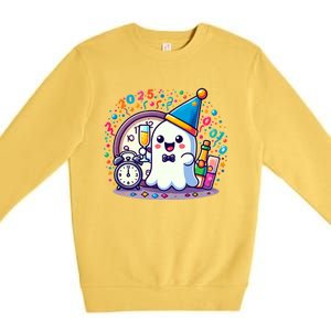 Cute Ghost Happy New Year 2025 New YearS Eve Party Costume Gift Premium Crewneck Sweatshirt