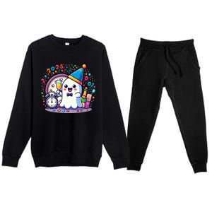 Cute Ghost Happy New Year 2025 New YearS Eve Party Costume Gift Premium Crewneck Sweatsuit Set