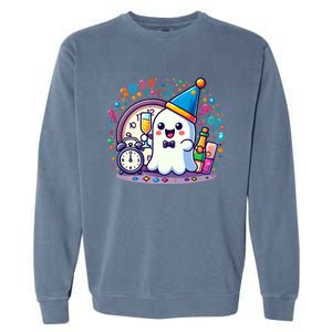 Cute Ghost Happy New Year 2025 New YearS Eve Party Costume Gift Garment-Dyed Sweatshirt