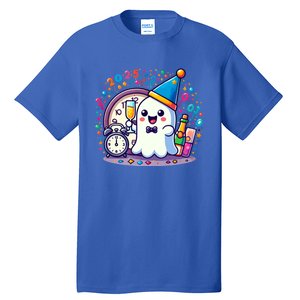 Cute Ghost Happy New Year 2025 New YearS Eve Party Costume Gift Tall T-Shirt