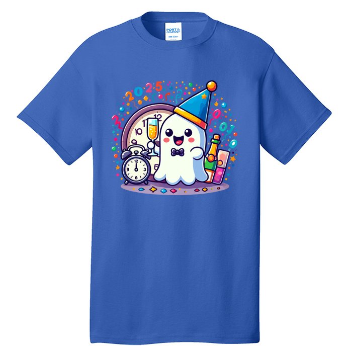 Cute Ghost Happy New Year 2025 New YearS Eve Party Costume Gift Tall T-Shirt