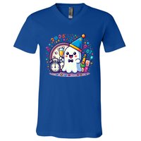 Cute Ghost Happy New Year 2025 New YearS Eve Party Costume Gift V-Neck T-Shirt