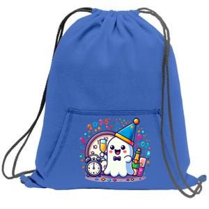 Cute Ghost Happy New Year 2025 New YearS Eve Party Costume Gift Sweatshirt Cinch Pack Bag