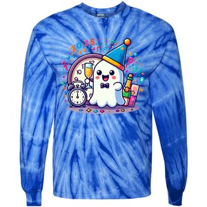 Cute Ghost Happy New Year 2025 New YearS Eve Party Costume Gift Tie-Dye Long Sleeve Shirt